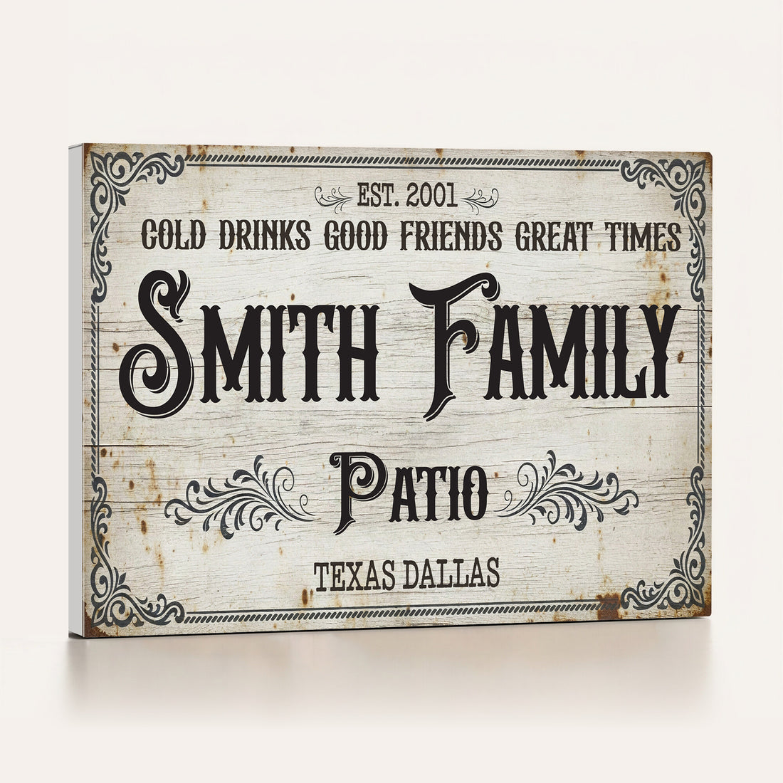 Custom Family Patio Sign Canvas, Personalized Rustic Backyard Decor
