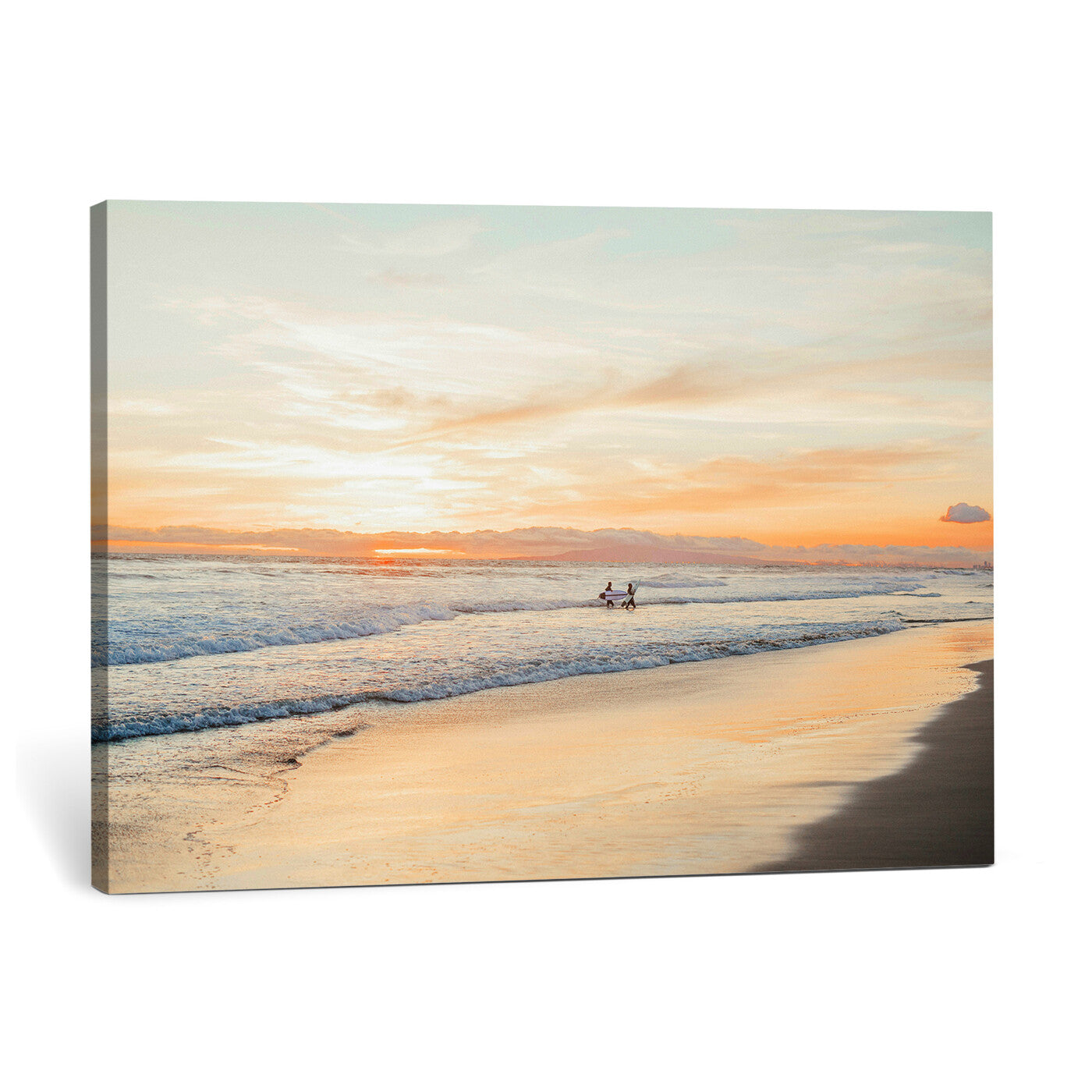 38131619-MGV-CV-36X24 - Beach Sunset Canvas Wall Art Print | Ocean Waves Landscape, Coastal Photography, Seascape Wall Decor, Ready to Hang