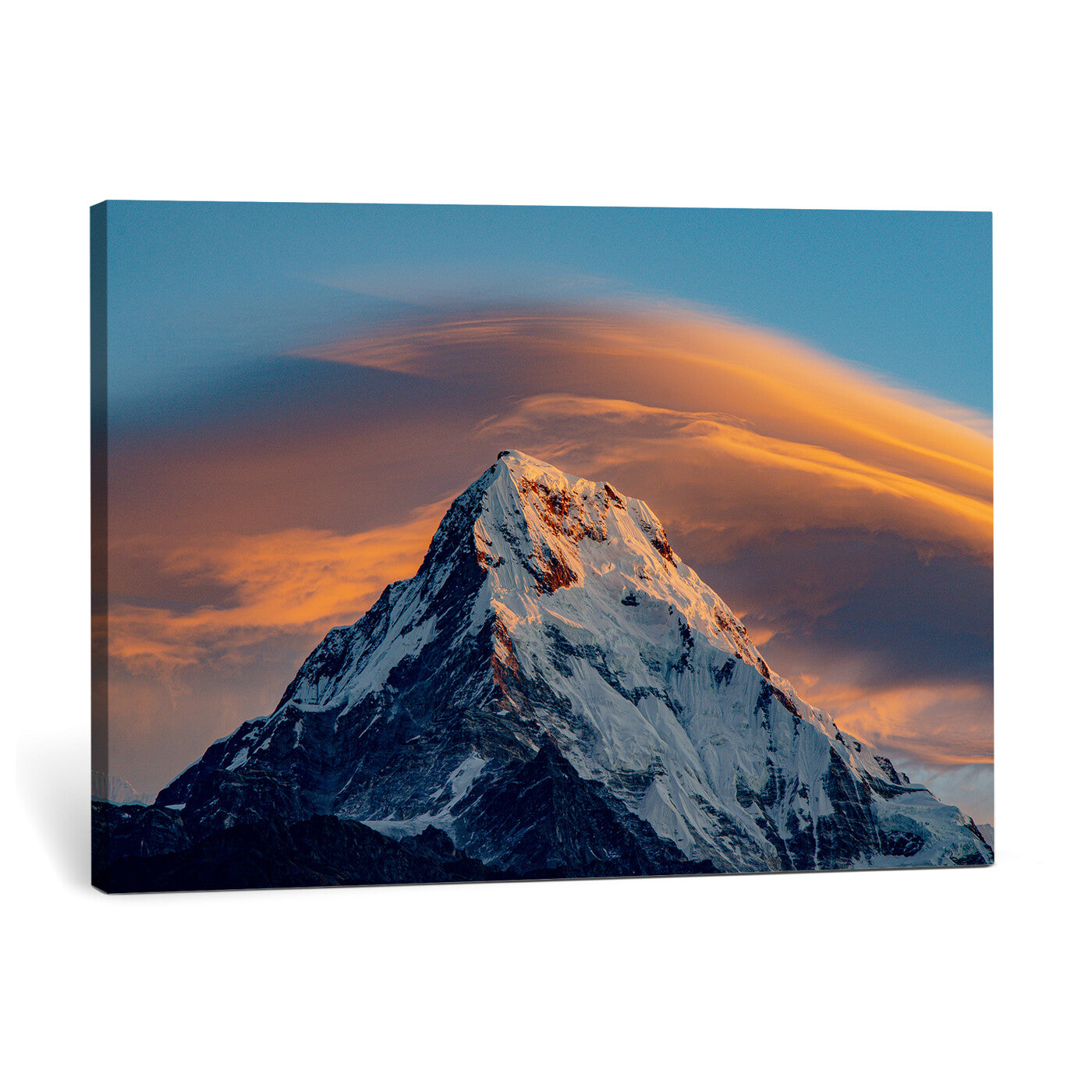 73810927-MGV-CV-36X24 - Snow Mountain Canvas Wall Art Print | Alpine Peak Landscape, Winter Nature Photography, Large Mountain Decor