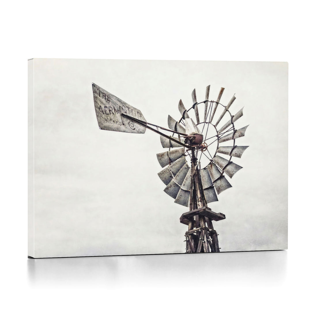 Vintage Rustic Farmhouse Windmill Canvas Wall Art - Western Country Landscape Print
