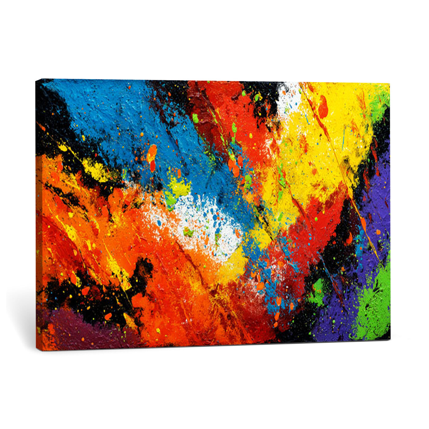 74888753-MGV-CV-36X24 - Vibrant Blue Abstract Canvas Wall Art Colorful Impasto Oil Painting Print