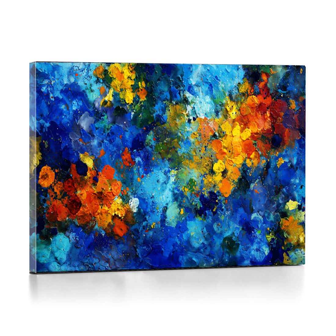 Vibrant Blue Abstract Canvas Wall Art Colorful Painterly Oil Painting Style Print