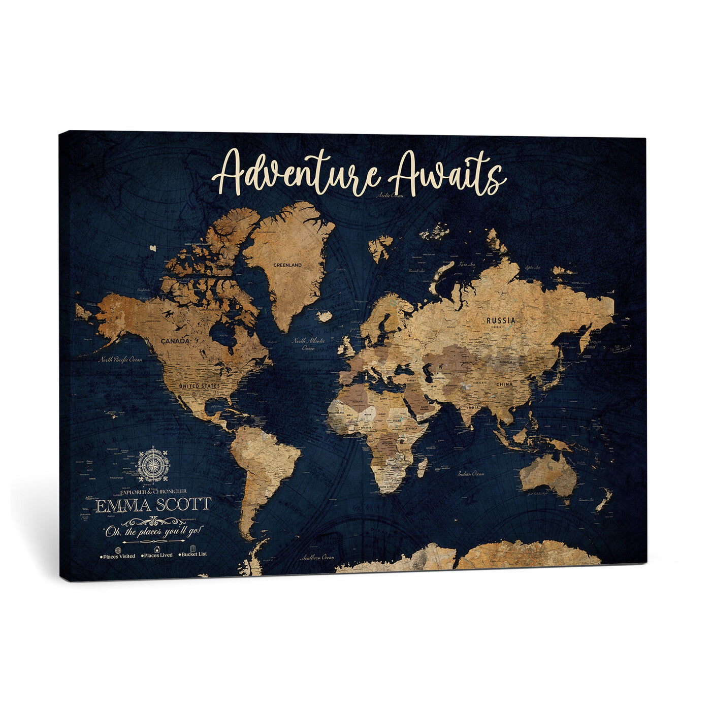 44399597-MGV-CV-36X24 - Custom Push Pin World Map Canvas Print β Personalized Travel Map Wall Art
