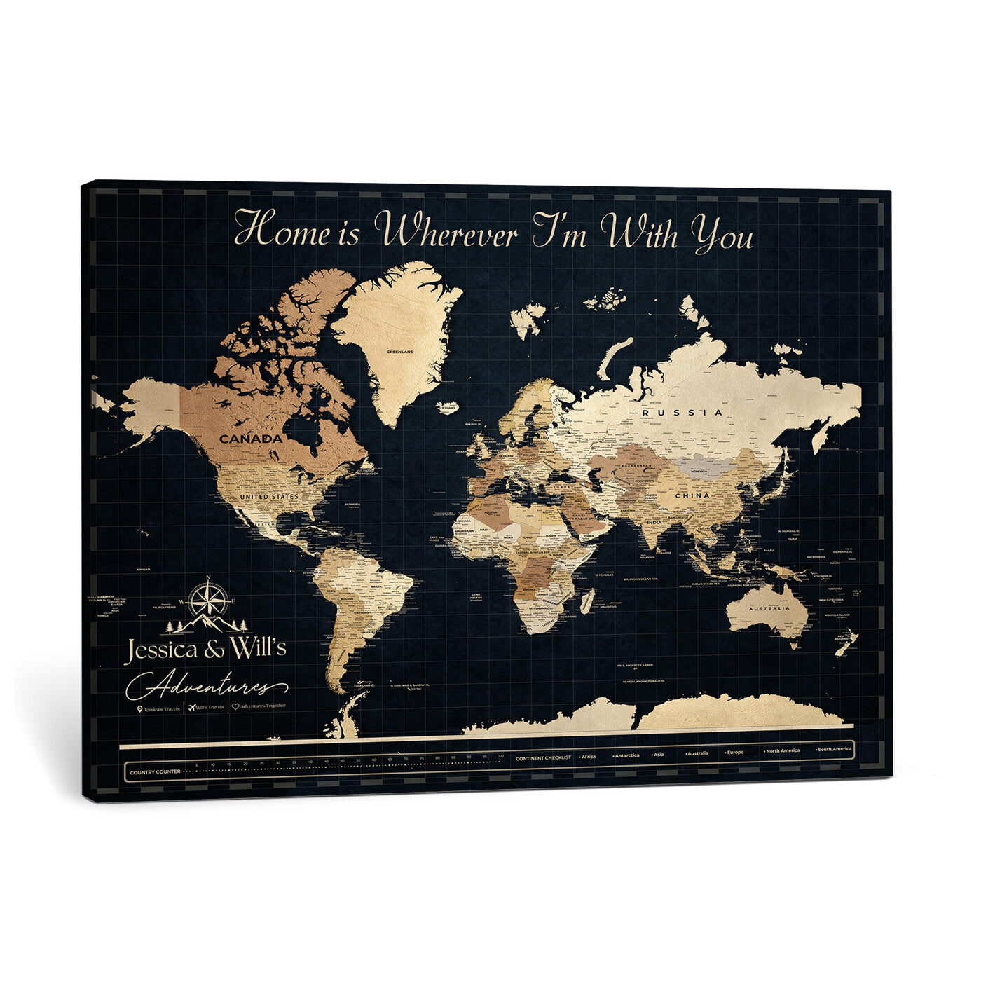 83786806-MGV-CV-36X24 - Custom Push Pin World Map Canvas Print – Personalized Travel Map Wall Art