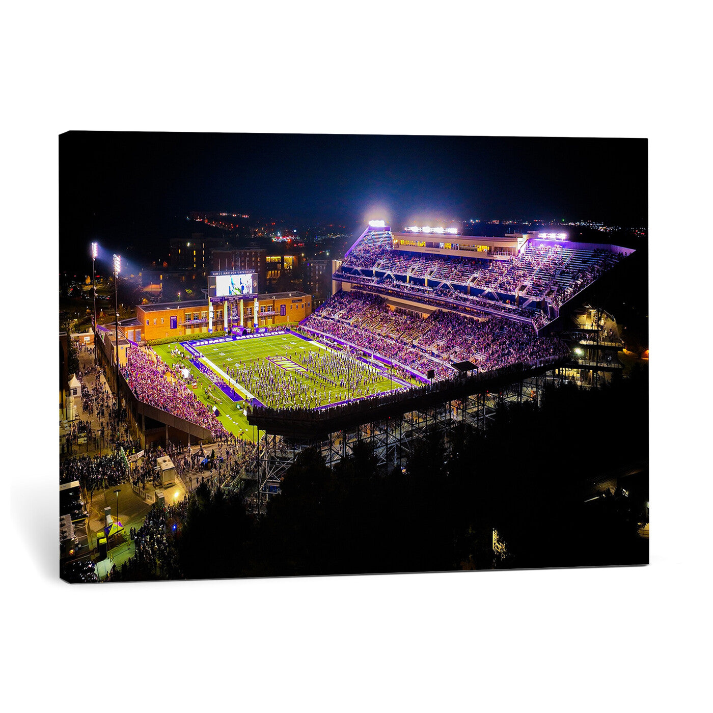 400867JMU2-MGV-CV-36X24 - JMU Stadium Wall Art Canvas Print for Game Room Decor - James Madison University Stadium