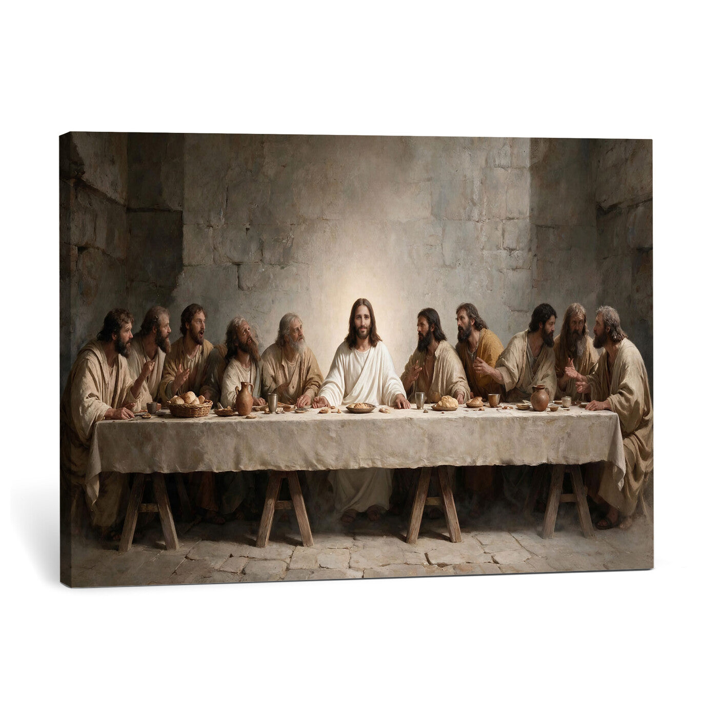69633087-MGV-CV-36X24 - The Last Supper of Jesus Christ Wall Art Canvas Print - Classical Christian Faith Home Decor