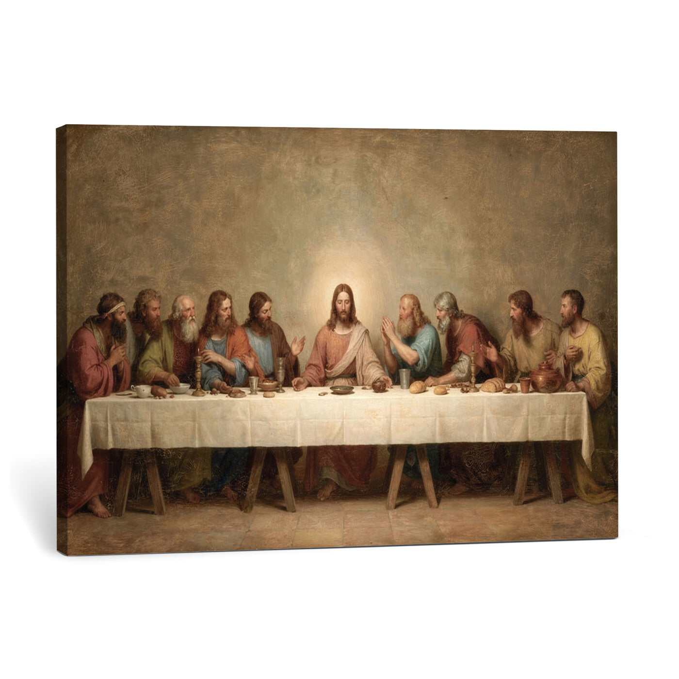 50761248-MGV-CV-36X24 - The Last Supper of Jesus Christ Wall Art Canvas Print - Classical Christian Faith Home Decor