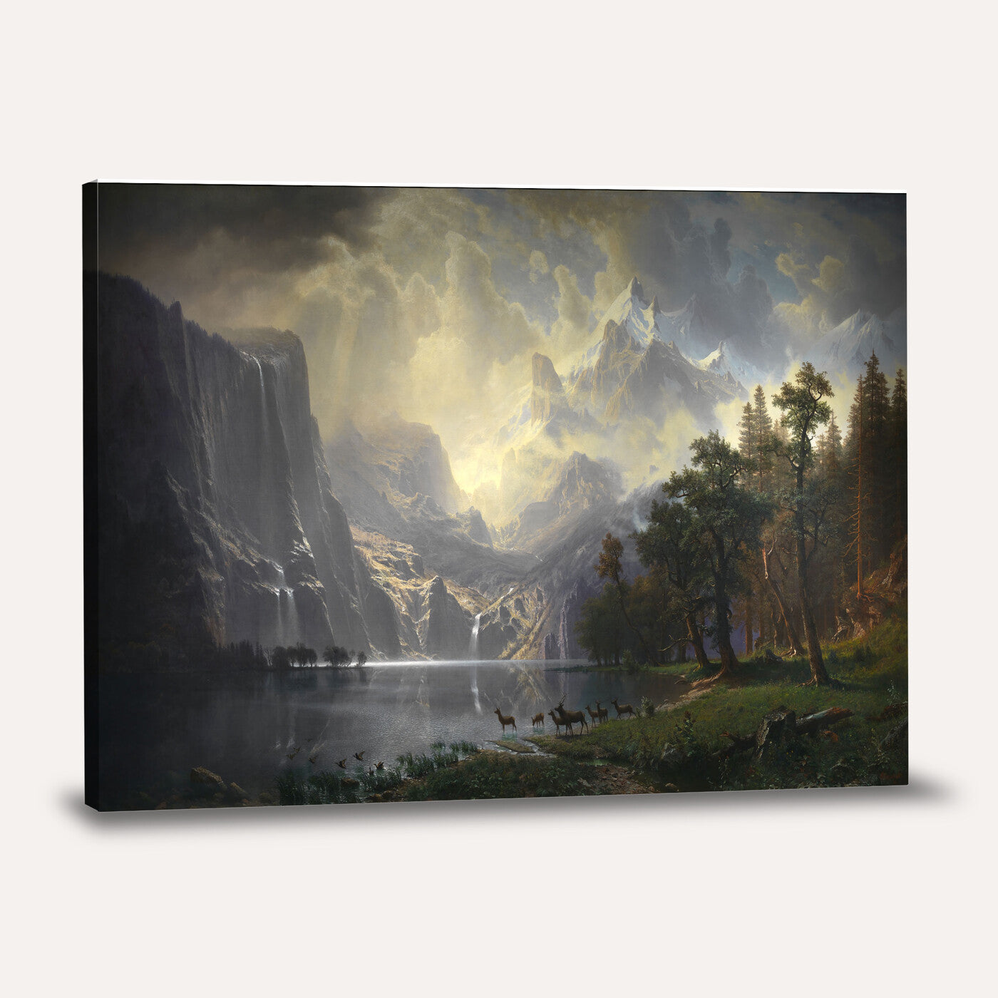 88679214-MGV-CV-36X24 - Albert Bierstadt Among the Sierra Nevada California Yosemite Wall Art Canvas Print, Classic Fine Art Painting Print