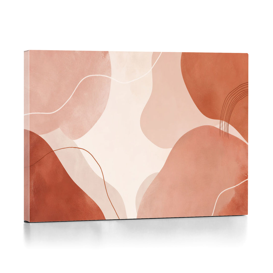Abstract Boho Terracotta Wall Art Canvas Print, Mid Century Minimalist Painting Print