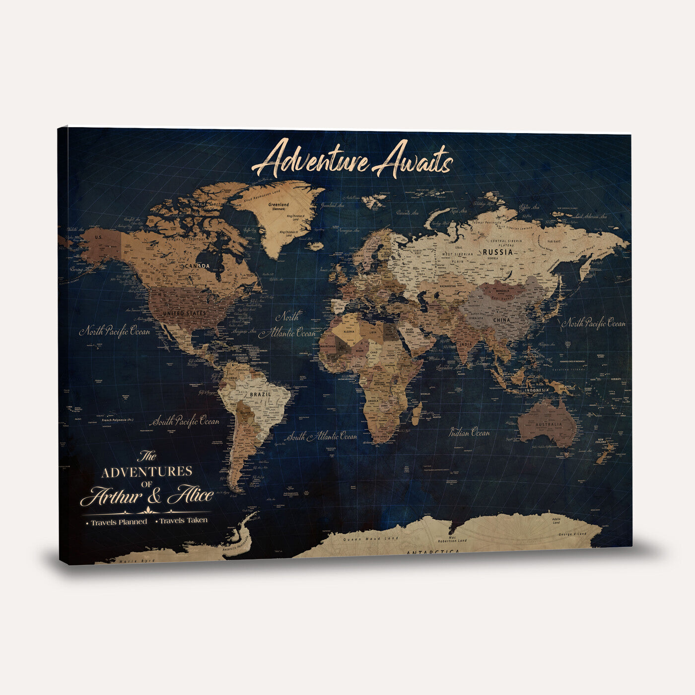 74477969-MGV-CV-36X24 - Custom Push Pin World Map Canvas | Personalized Travel Tracker | Wedding Anniversary Gift for Couples | Adventure Map Wall Art with Pins