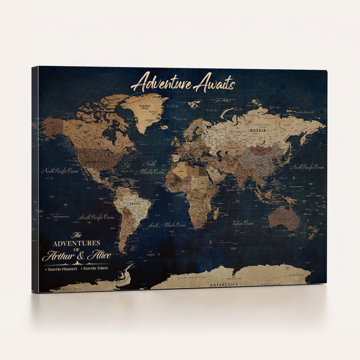 74477969-MGV-CV-36X24 - Custom Push Pin World Map Canvas | Personalized Travel Tracker | Wedding Anniversary Gift for Couples | Adventure Map Wall Art with Pins