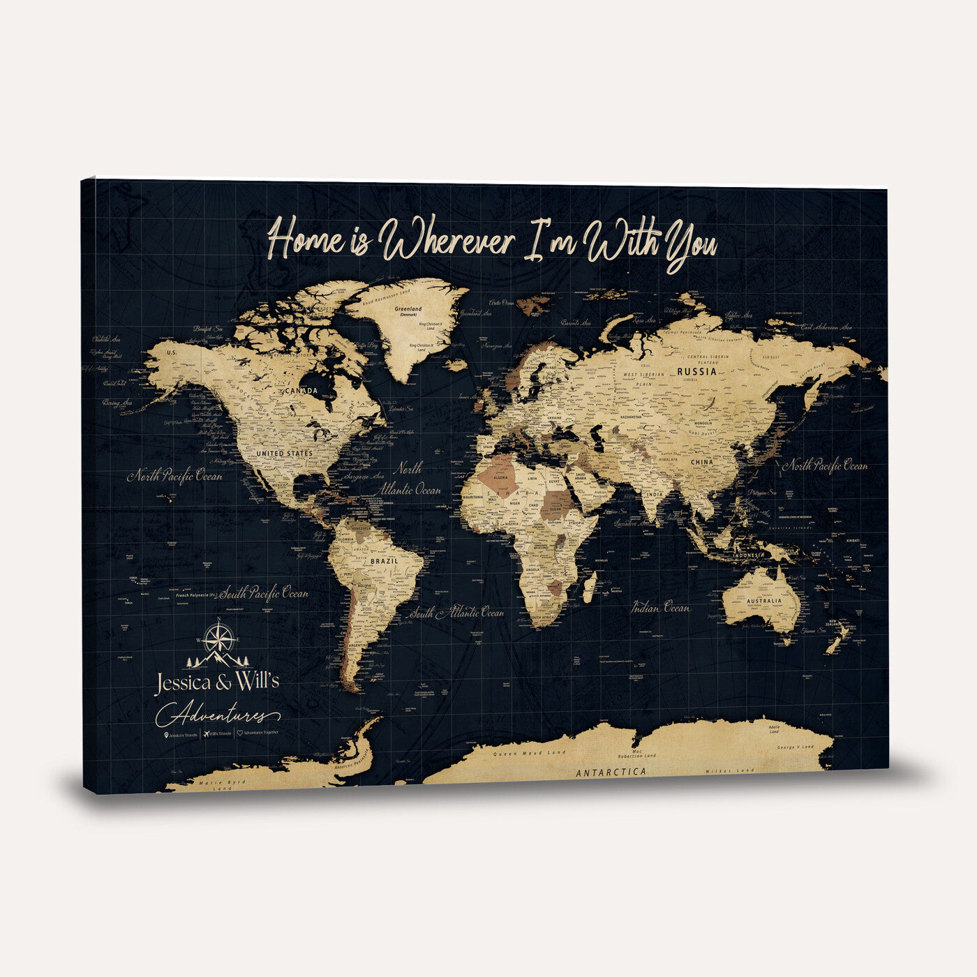 19542599-MGV-CV-36X24 - Custom Push Pin World Map Canvas | Personalized Travel Tracker | Wedding Anniversary Gift for Couples | Adventure Map Wall Art with Pins