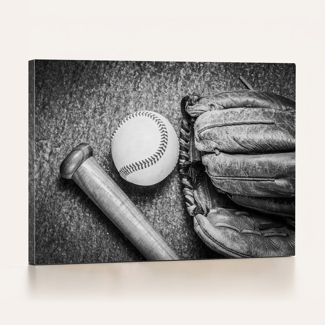 Vintage Baseball Glove and Bat Sports Wall Art Canvas Print
