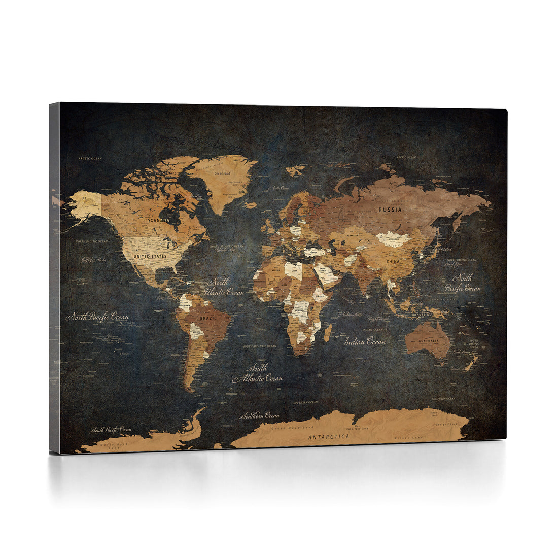 Custom Push Pin World Map Wall Art Canvas Print – Personalized Travel Tracker with Pins Framed Large for Home and Office Decor