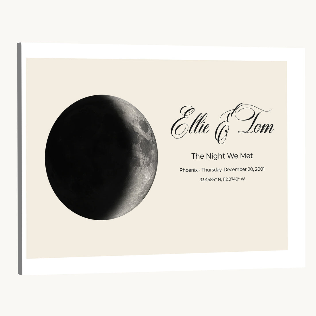 Moon Phase Canvas Print, Personalized Moon from the Night You Met