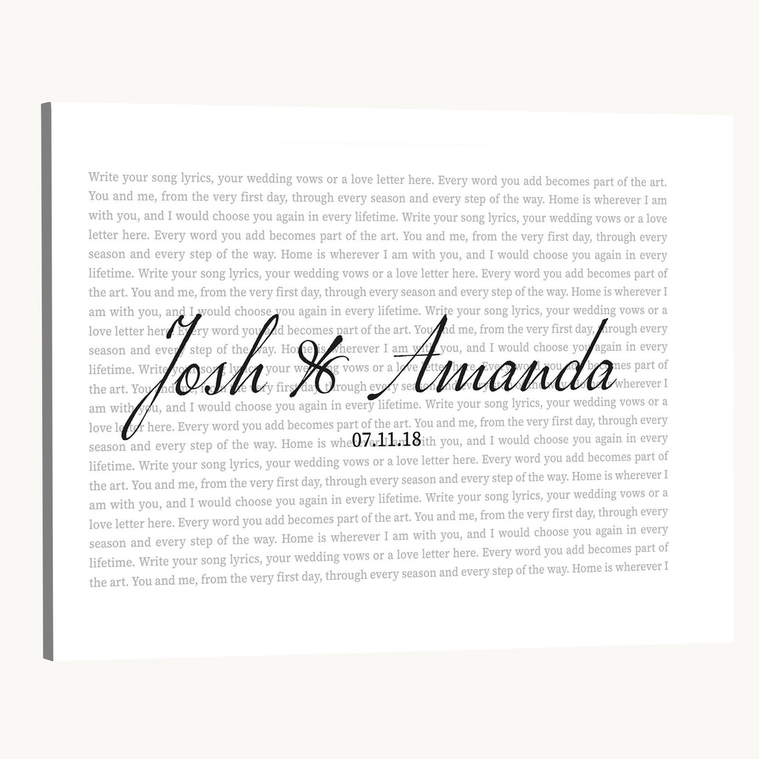 Song Lyrics Canvas with Names, Personalized Wedding Song Wall Art