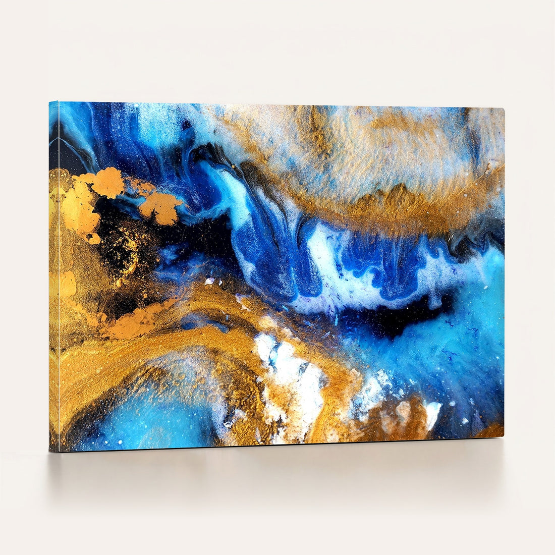 Large Abstract Wall Art Print | Gold and Blue Abstract Canvas Wall Art
