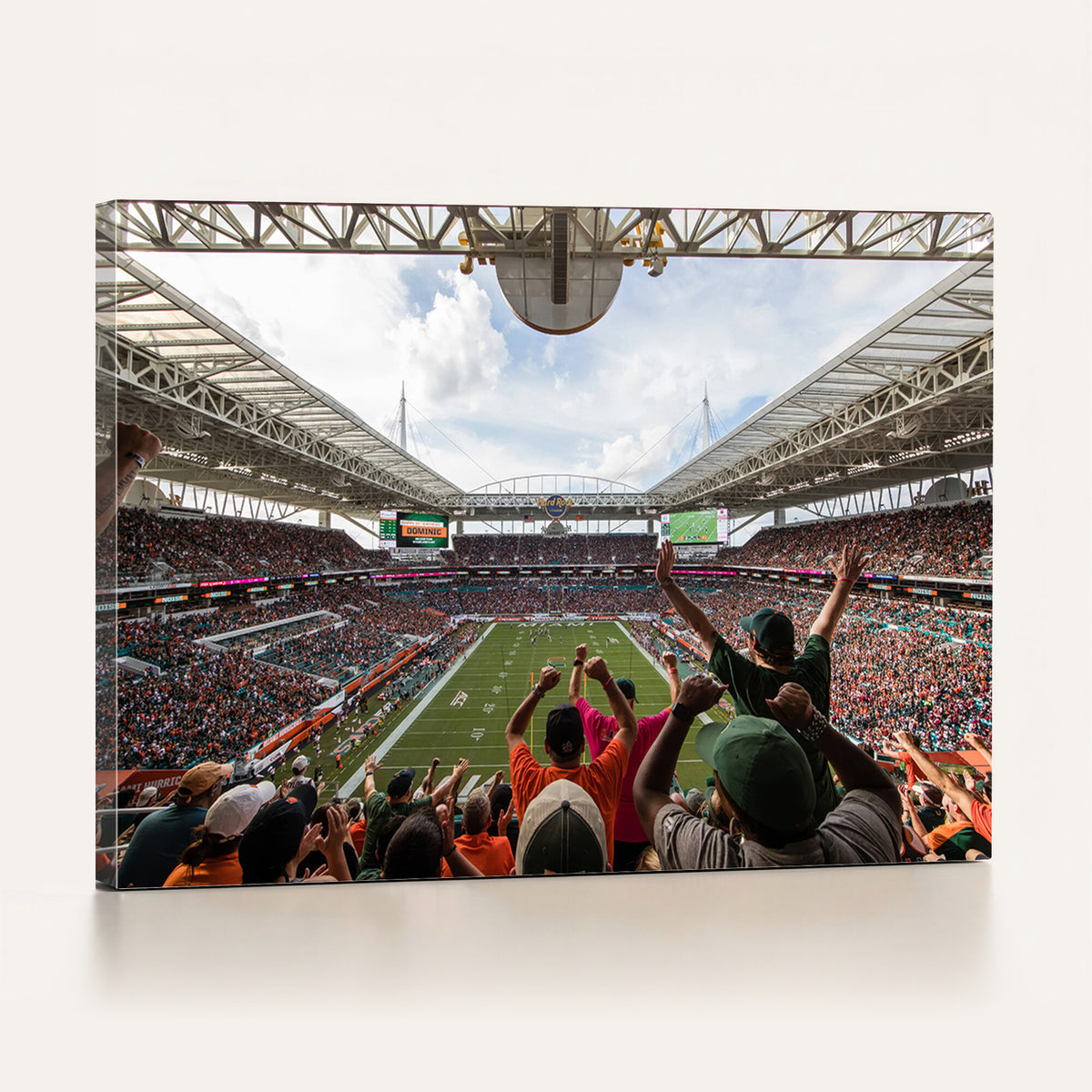 66239-PAN-FL-20X10 - Miami Hurricanes Football Team Wall Art Print - Miami Hard Rock Stadium Wall Art Canvas Print