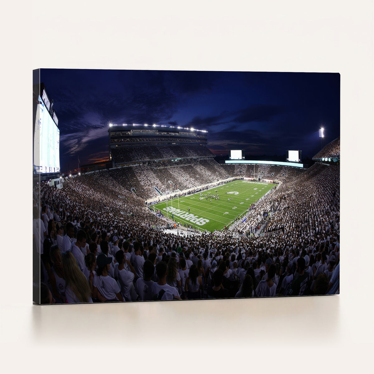 75193-PAN-FL-20X10 - Michigan State Spartans Canvas, Framed Football Team Print - East Lansing Spartan Stadium Wall Art