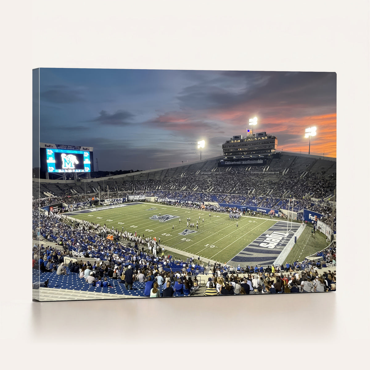 64409-PAN-FL-20X10 - Memphis Tigers Football Team Print - Memphis Simmons Bank Liberty Stadium Wall Art Canvas Print