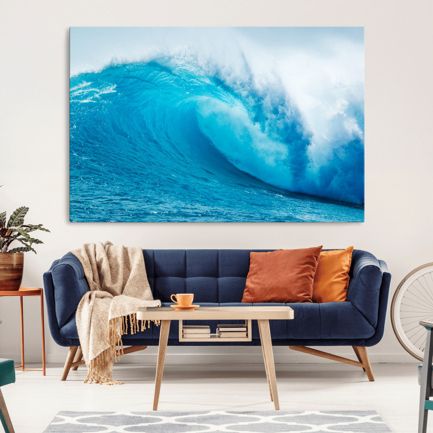 -Big Ocean Surfing Wave Wall Art Canvas Print
