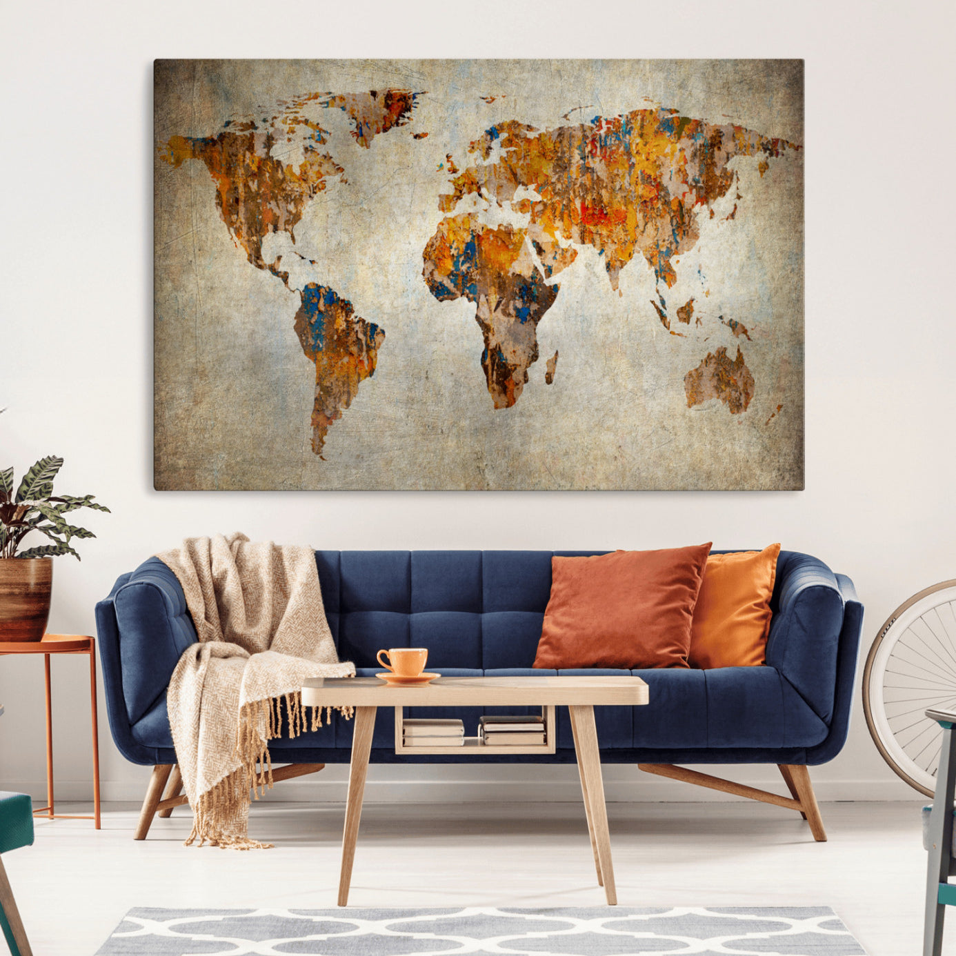 59464-MGV-CV-36X24-Push Pin World Map Canvas Print – Travel Tracker Wall Art for Couples, Perfect Anniversary Gift for Home or Office Decor