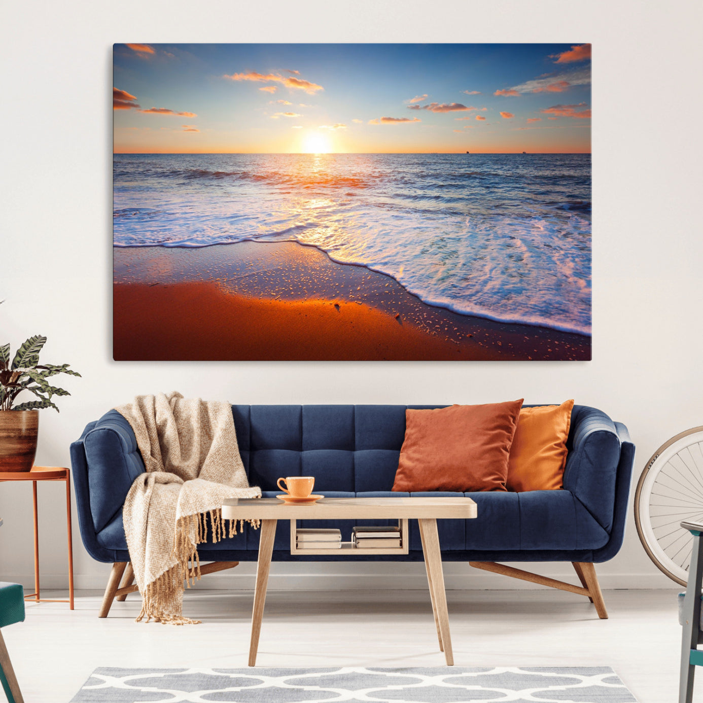 96736-MGV-CV-36X24-Ocean Beach Canvas Wall Art Beach Canvas, Coastal Sunset Tropical Island Beach Sunset Artwork Print