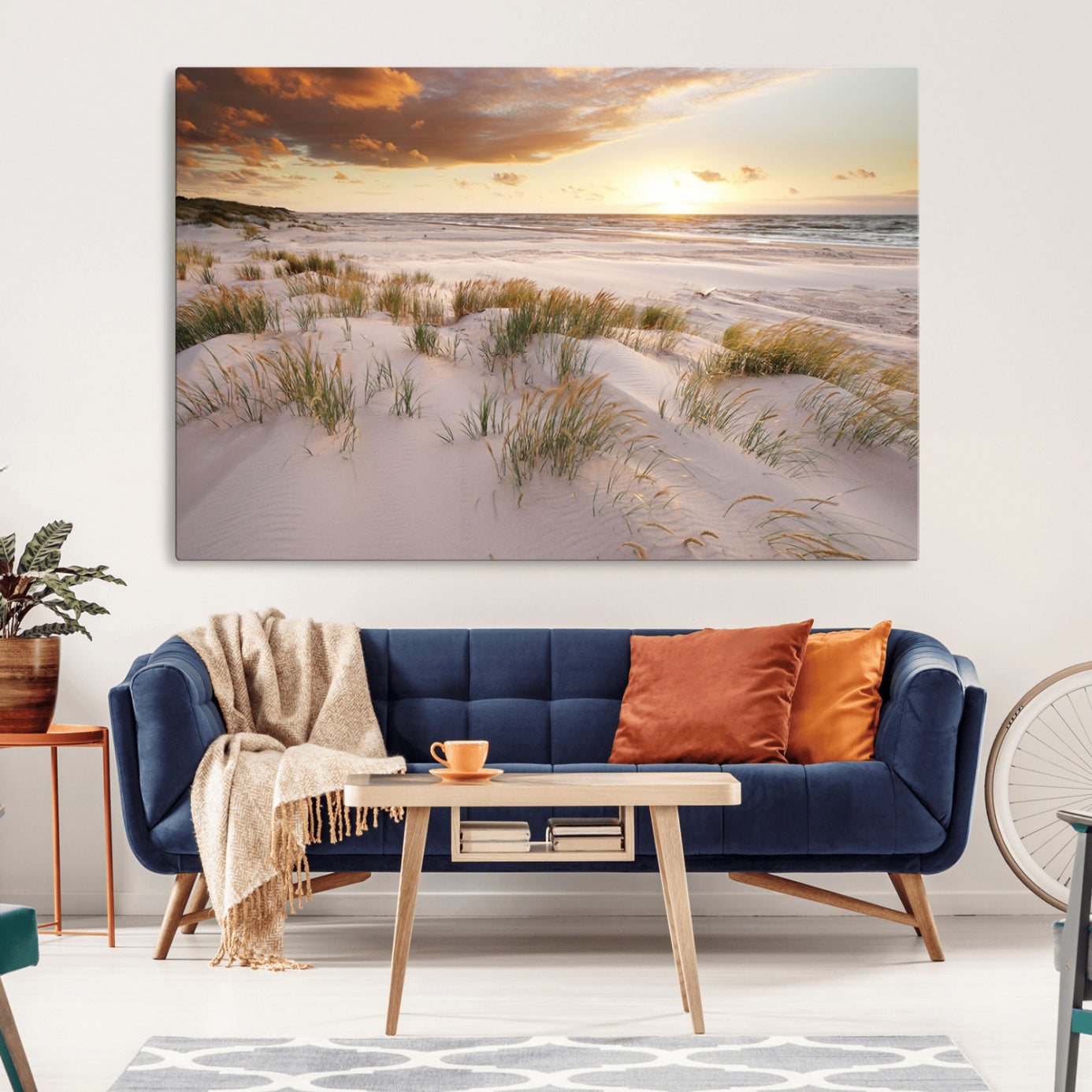 61246-MGV-CV-36X24-Flight Over Coastal Beach Landscape, Flight Over Coastal Beach Print Canvas Wall Art