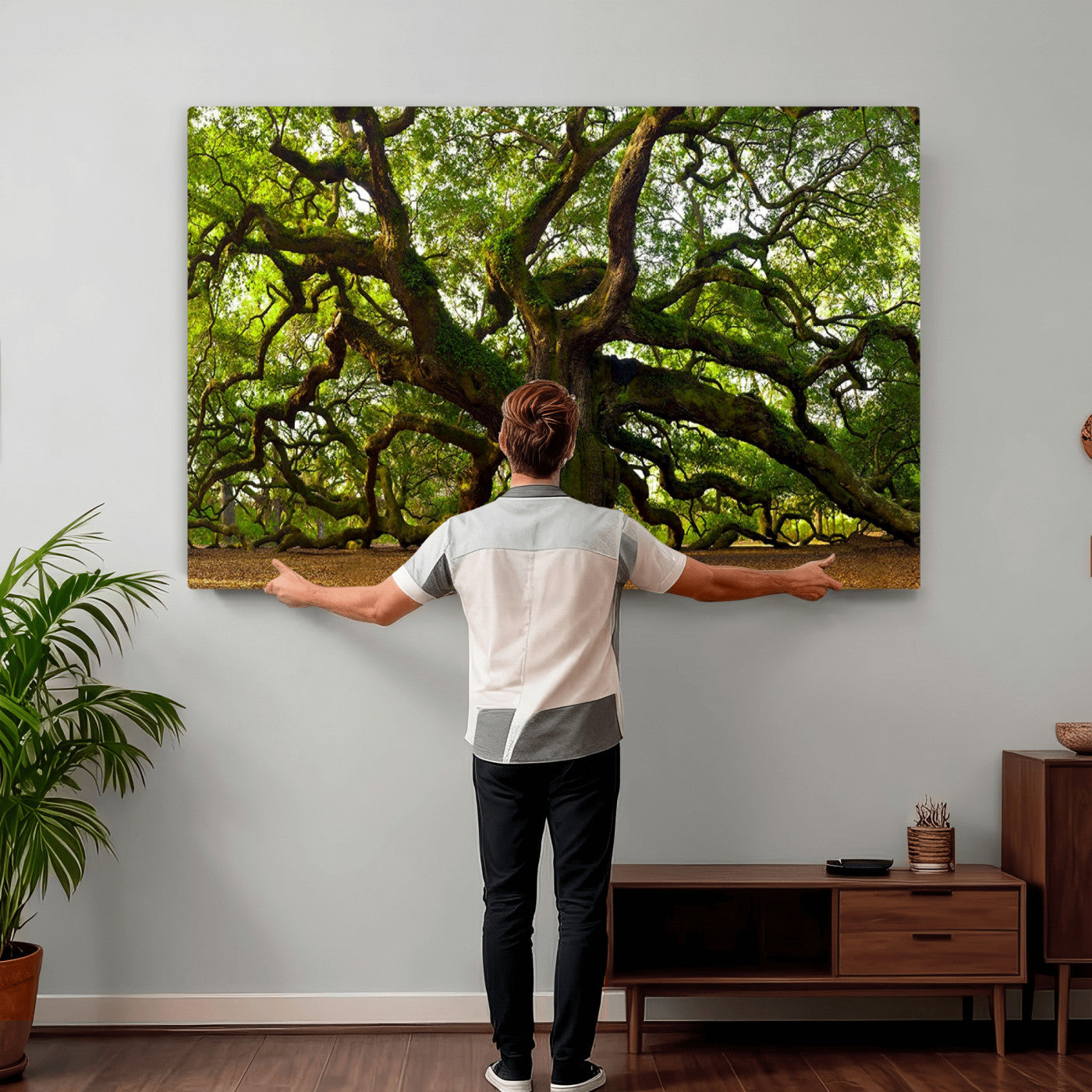 29407-MGV-CV-36X24 - Angel Oak Tree Wall Art Canvas Print | Large Forest Tree Nature Photography Print on Canvas