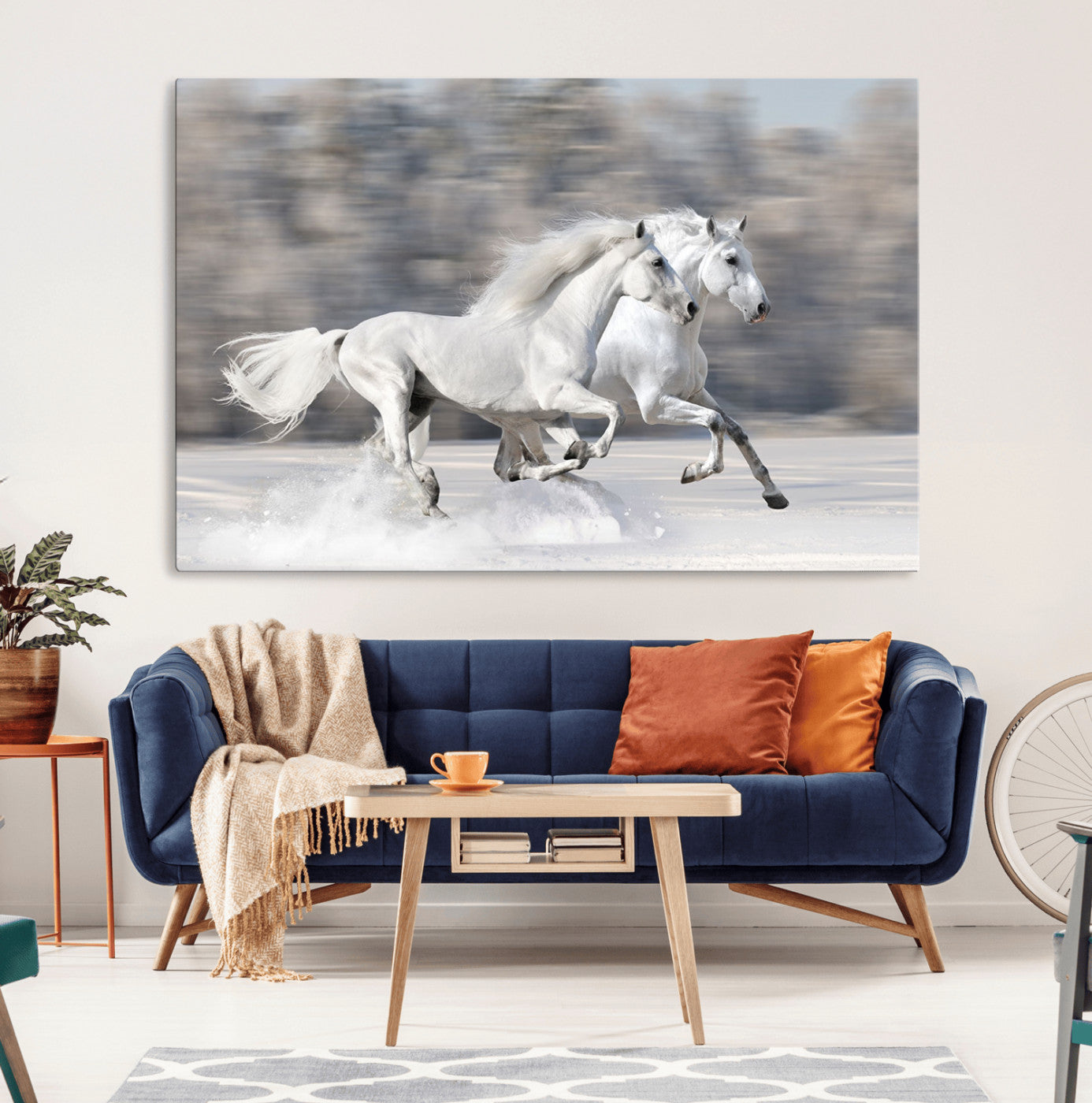 30973-MGV-CV-36X24-The White Horses Wall Art, Framed White Horses Wall Art Canvas Print