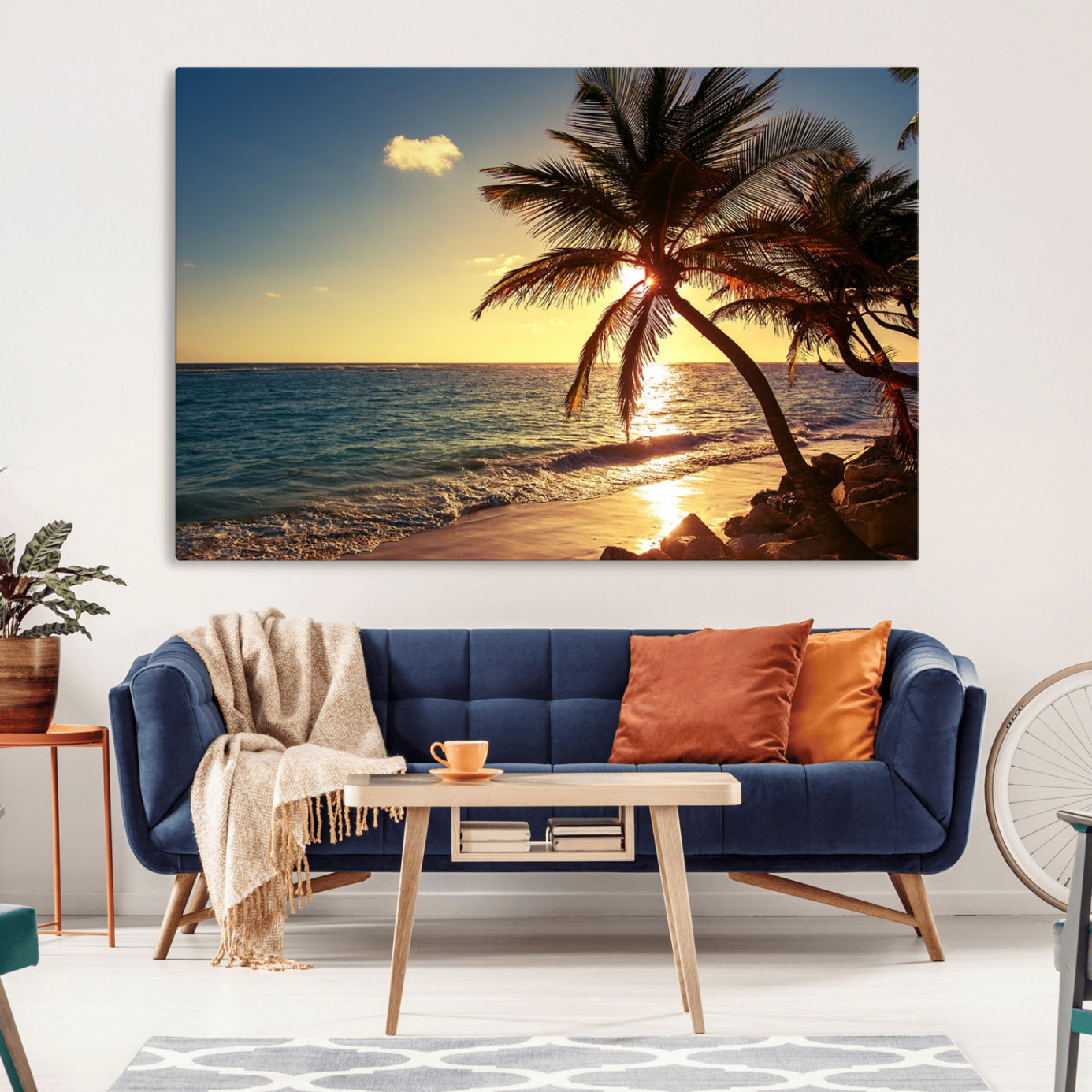 82710-MGV-CV-36X24-Sunset Palm Trees Wall Art Canvas Print
