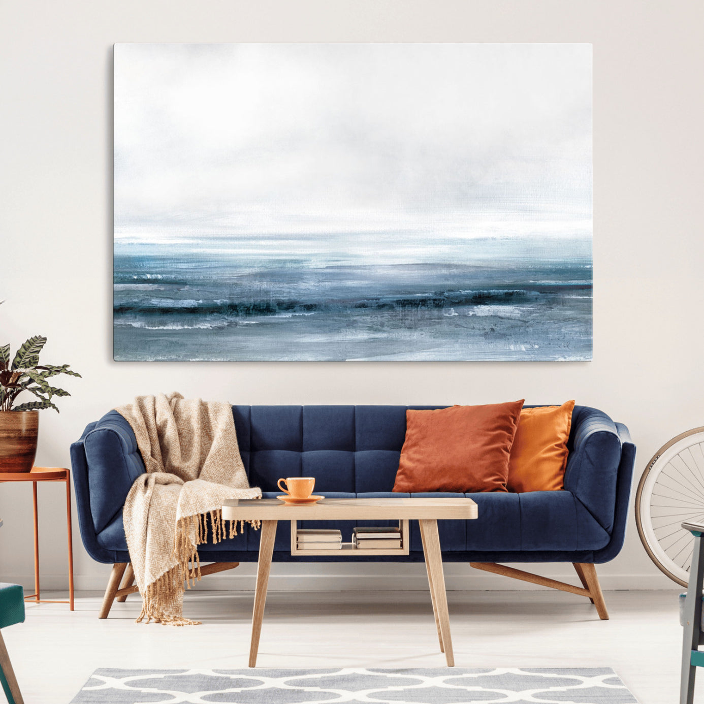 65702-MGV-CV-36X24-Blue Ocean Abstract Artwork Wall Art Canvas Print