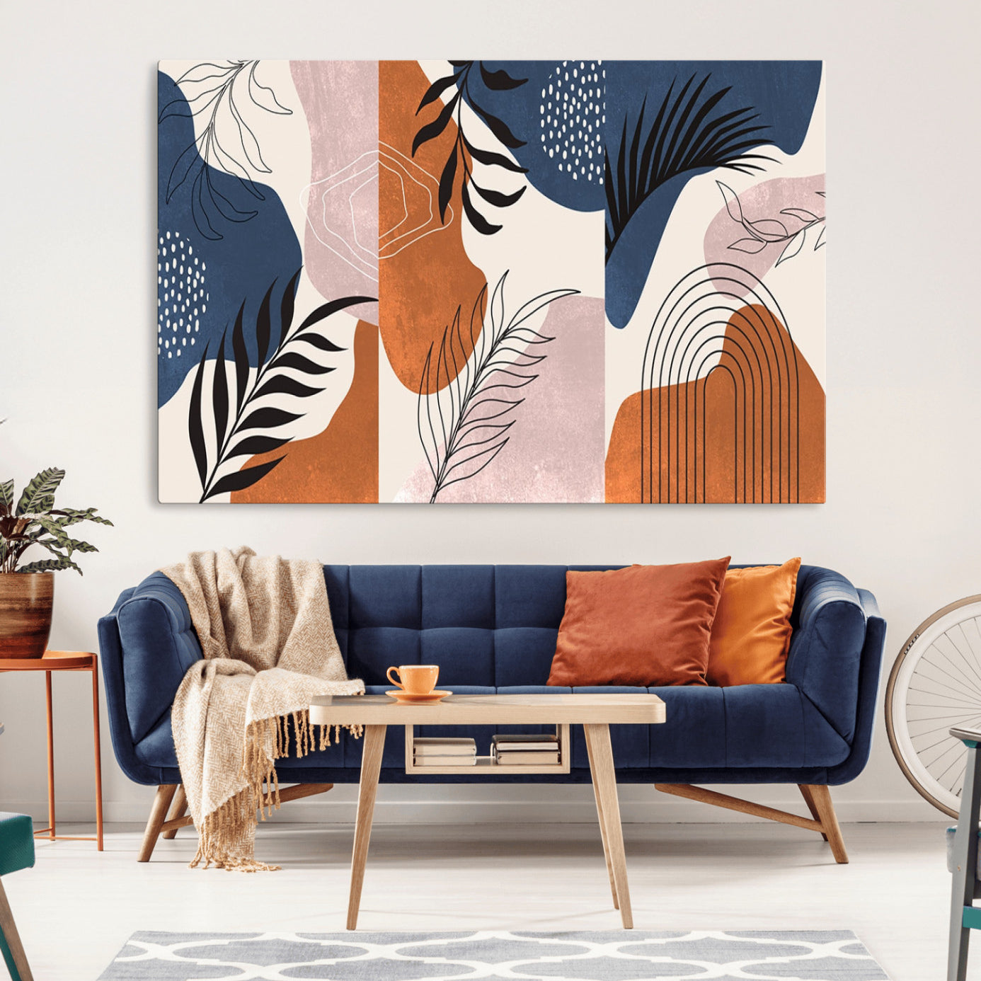 -Boho Wall Art Canvas Print Set Mid-Century Prints Bohemian Wall Artwork Prints Boho Neutral,