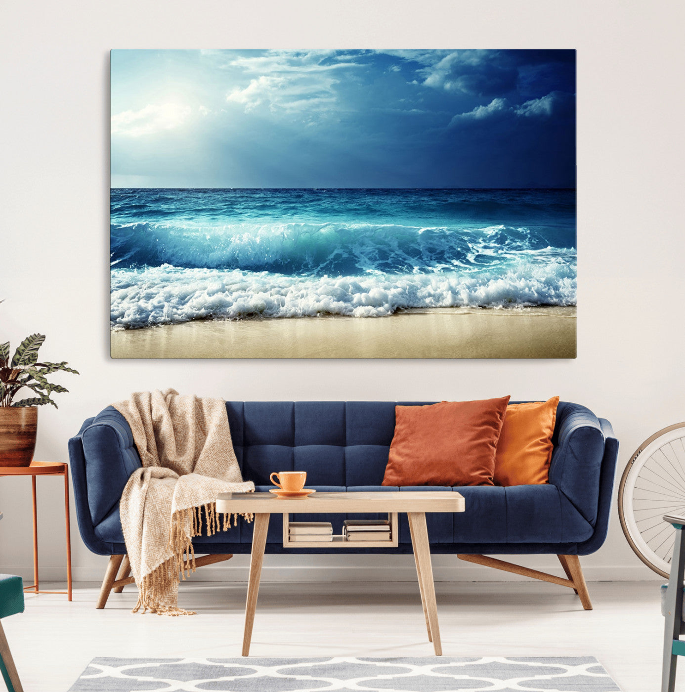 -Majestic Ocean Wave Wall Art Canvas | 3 Panel Large Seascape Print for Living Room, Bedroom, Office