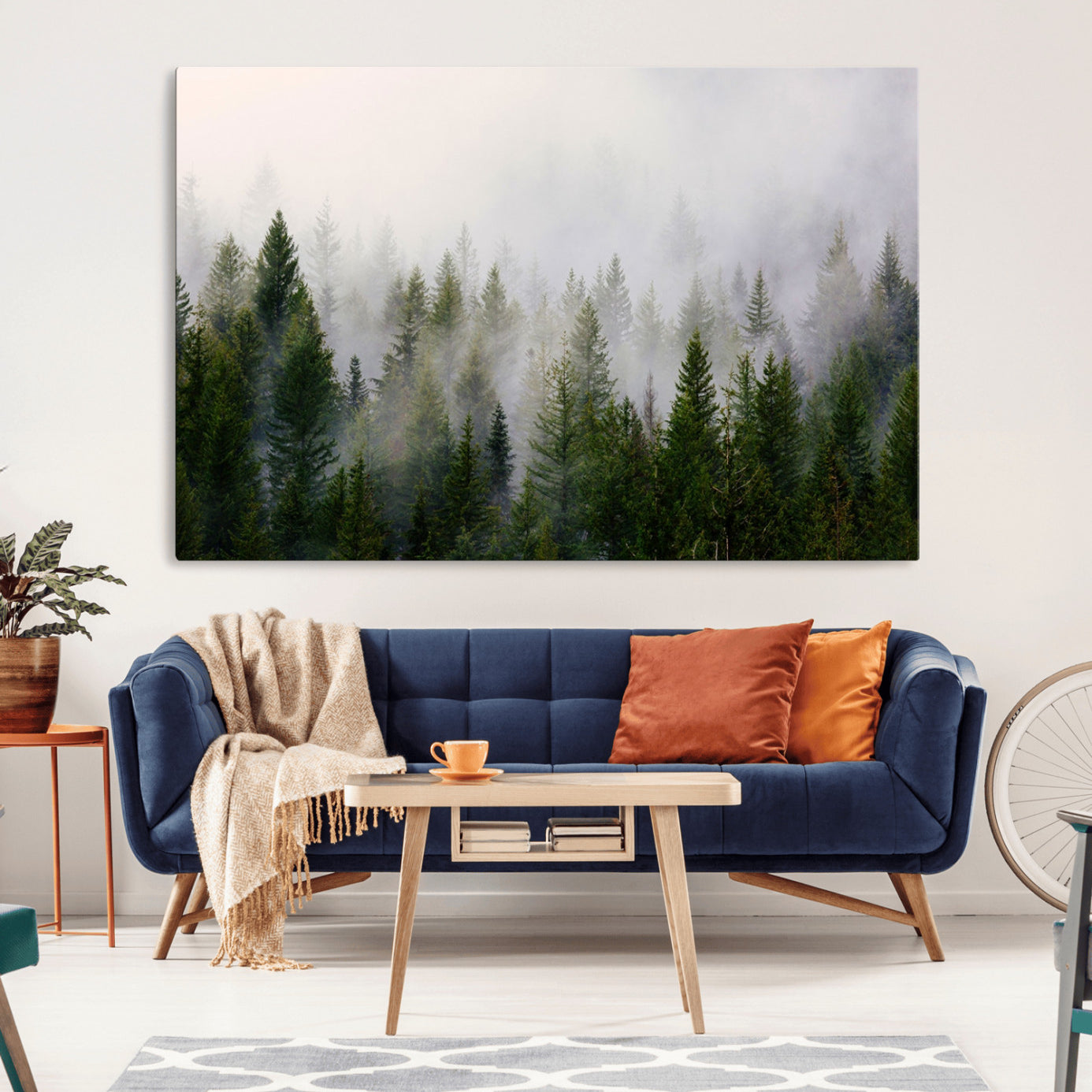11436-MGV-CV-36X24-Forest Wall Art Canvas Print | Foggy Forest Wall Art | Pine Wood Forest Print