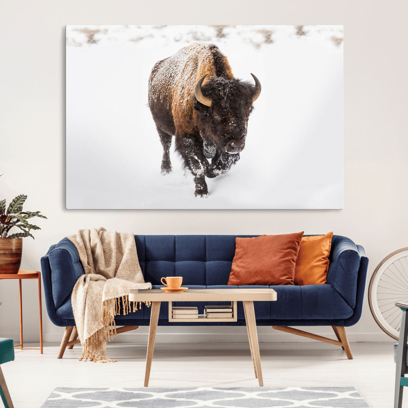 -Bison Winter Wall Art Canvas Print For Farmhouse Decor