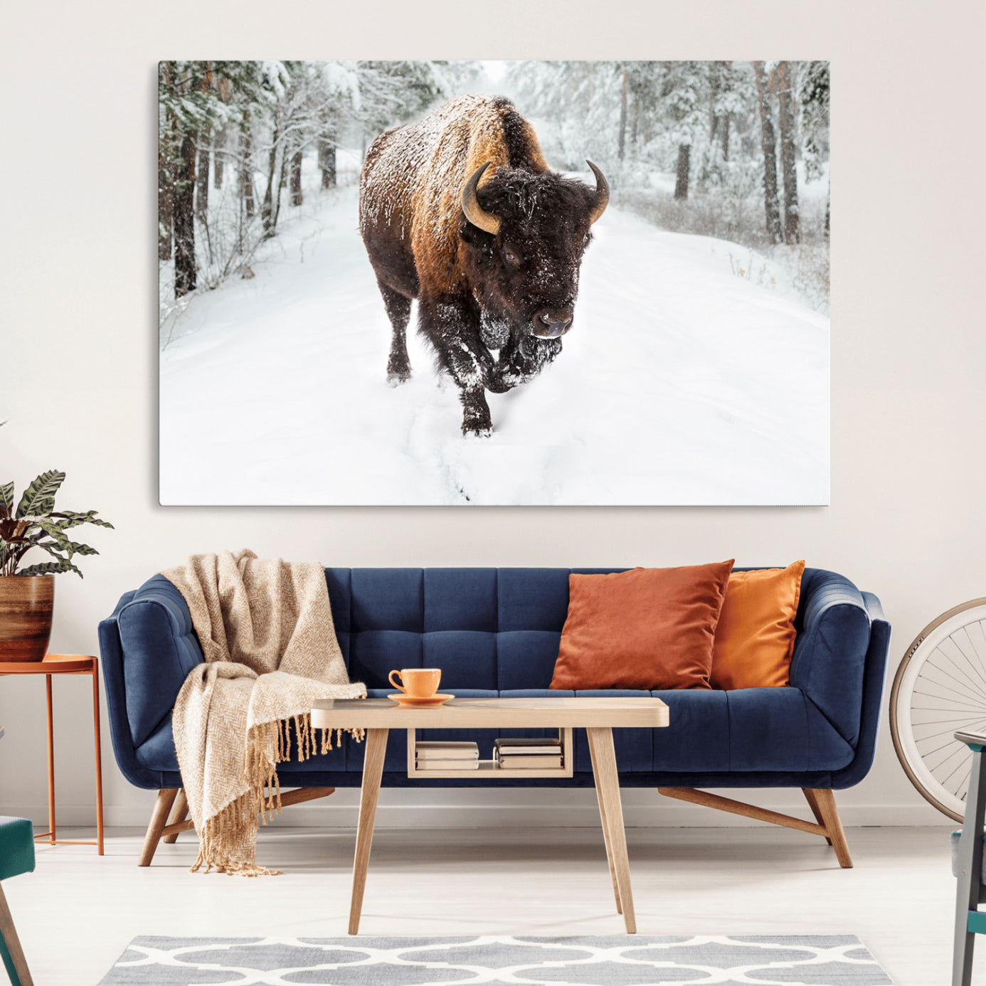 10109-MGV-CV-36X24-Bison Wall Art Canvas Print For Farmhouse, Animal Canvas Print, Wild Animal Wall Art