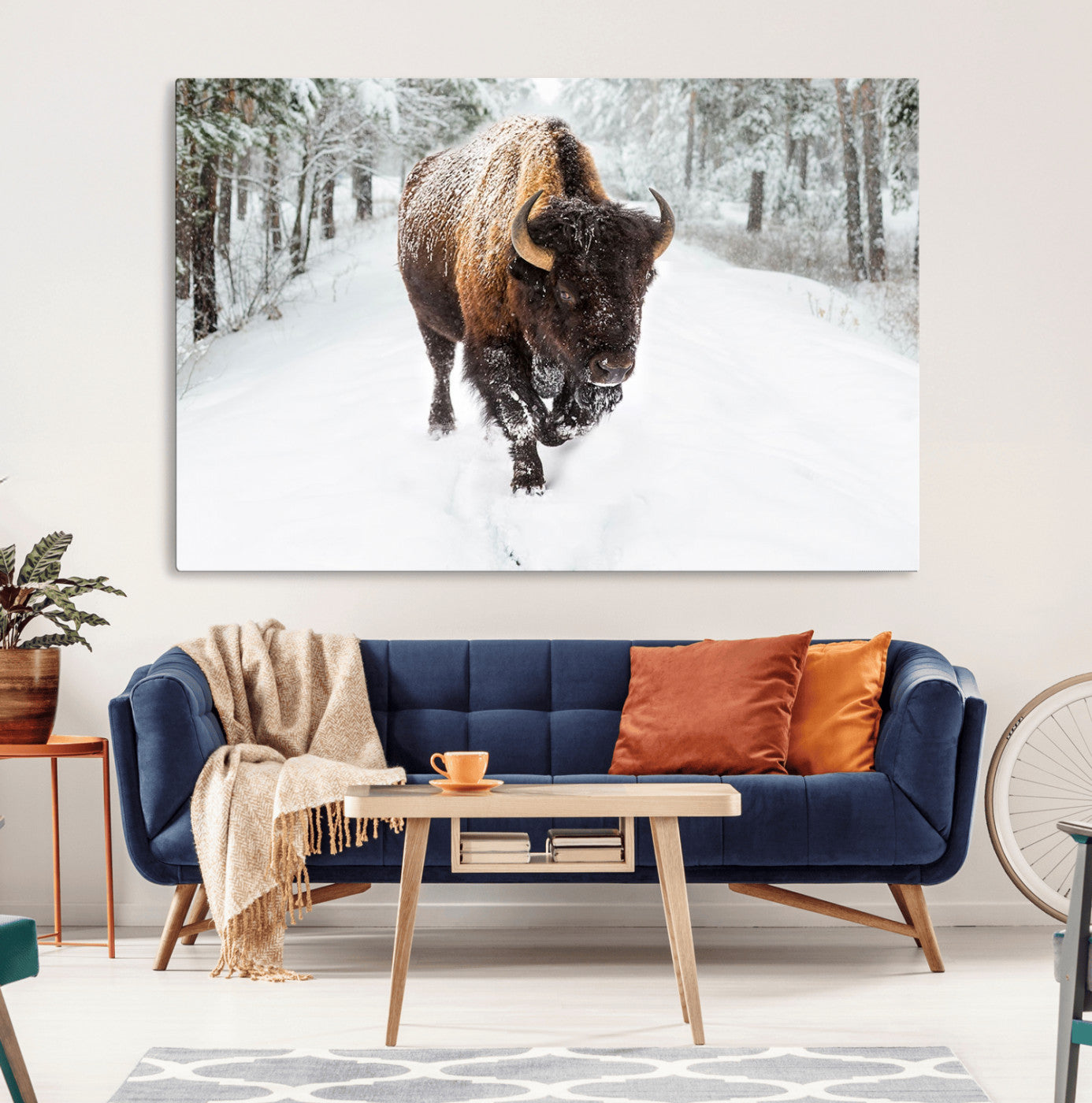 10109-MGV-CV-36X24-Bison Wall Art Canvas Print For Farmhouse, Animal Canvas Print, Wild Animal Wall Art