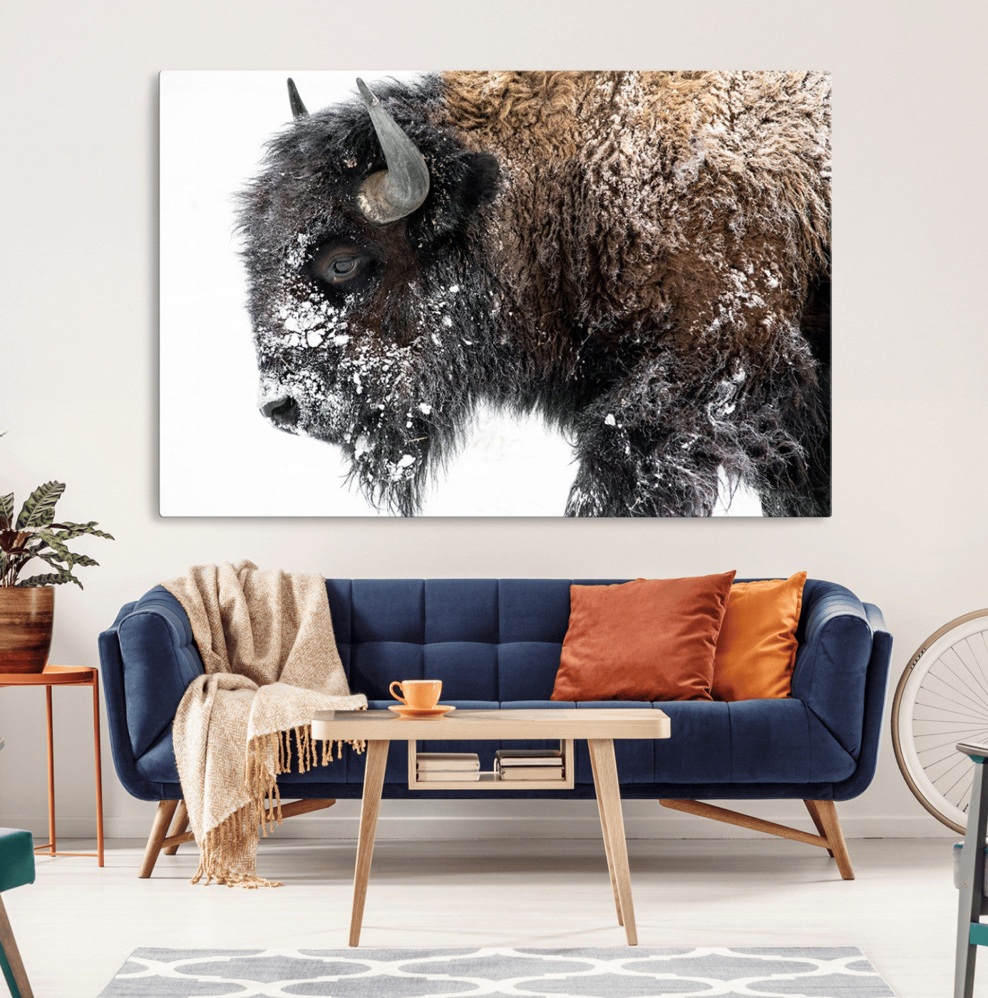 24304-MGV-CV-36X24-American Bison Wall Art Print – Majestic Buffalo Canvas Print, Framed Wildlife Wall Decor for Living Room or Office