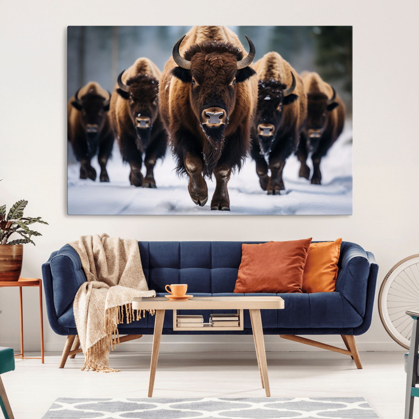 89854-MGV-CV-36X24-Buffalo Wall Art Canvas Print, American Bison Herd Wall Art Canvas Print - Bison Canvas Print