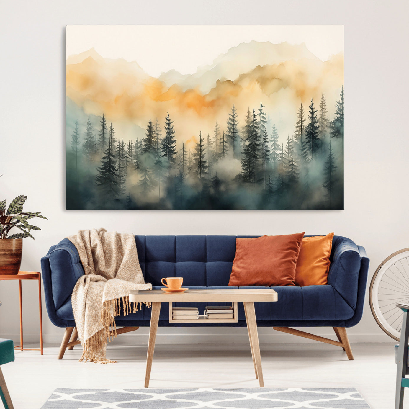 34155-MGV-CV-36X24-Abstract Forest Print - Mountain Wall Art | Autumn Landscape Canvas Print for Living Room, Bedroom,