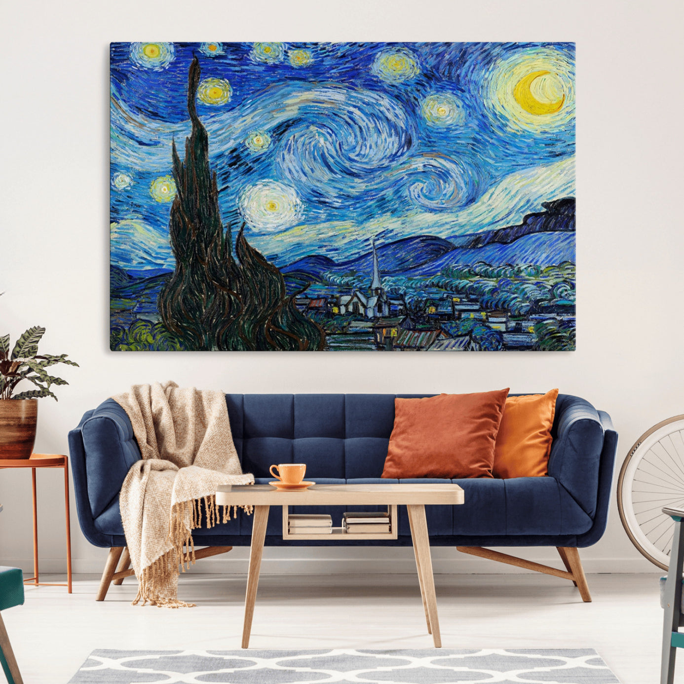 39177-MGV-CV-36X24-Vincent Van Gogh The Starry Night Abstract Wall Art Canvas Print