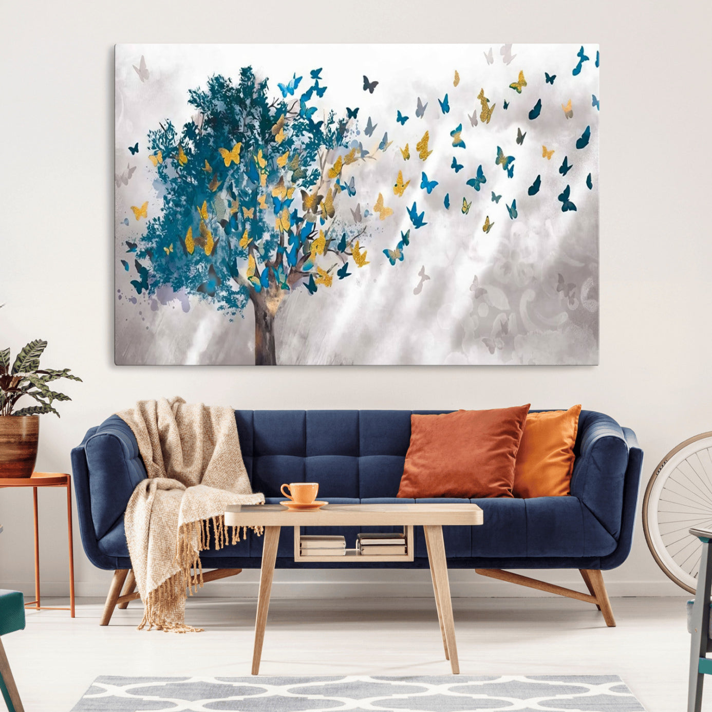 37564-MGV-CV-36X24-Tree Butterfly Abstract Tree and Butterfly Wall Art Canvas Print