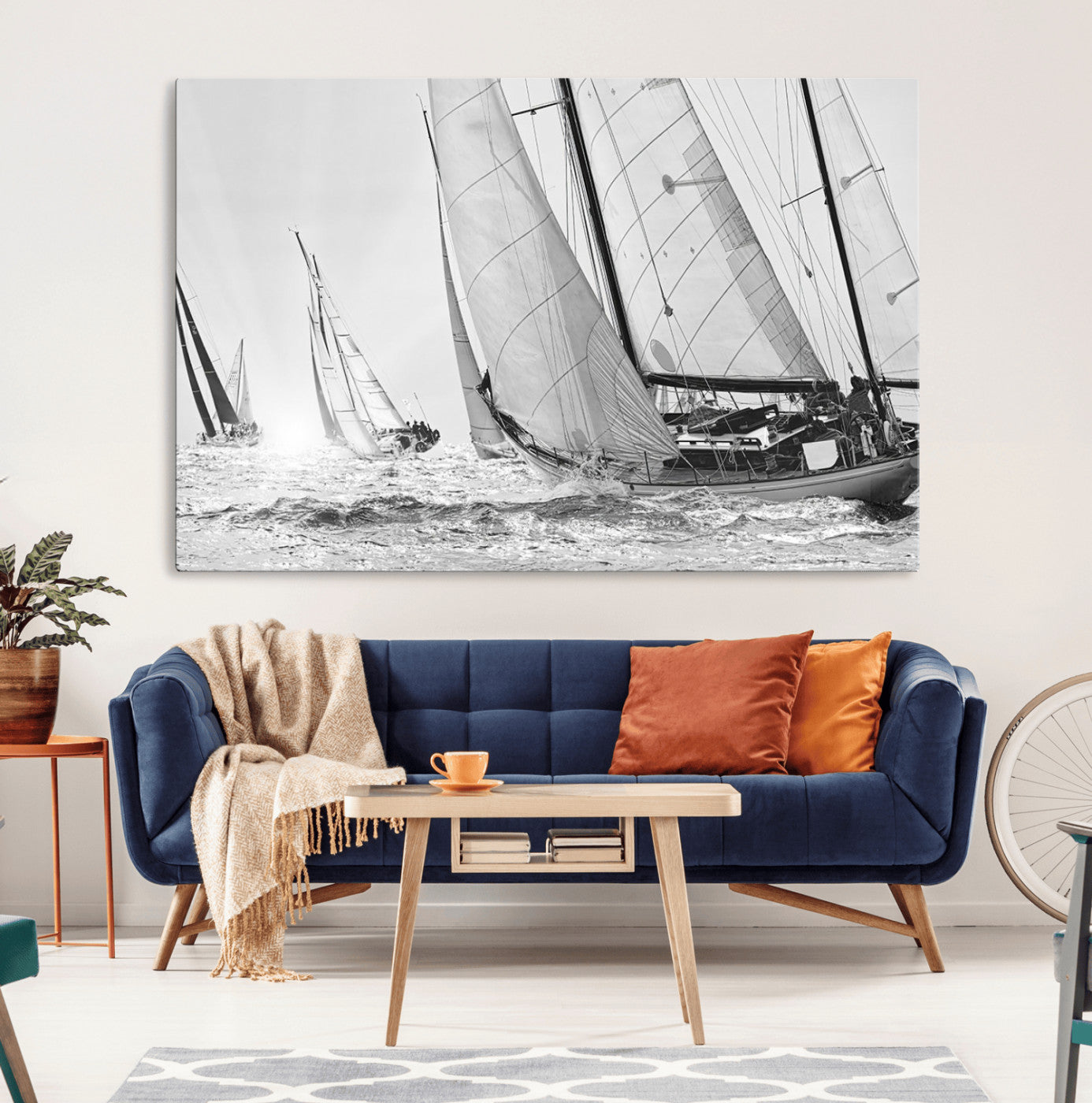Boat-1-MGV-CV-36X24-Yacht Sailboat Regatta Canvas Wall Art Canvas Print