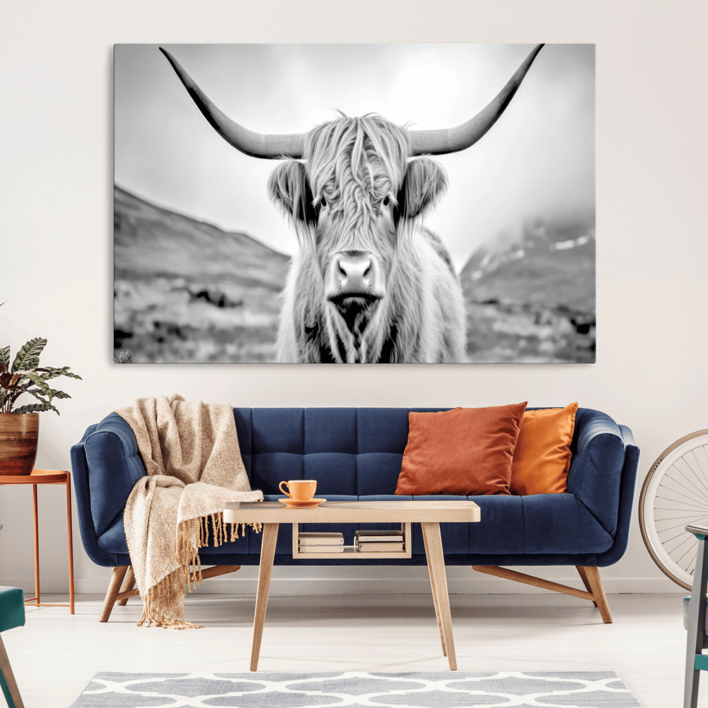 -Scottish Cow Wall Art Canvas Print