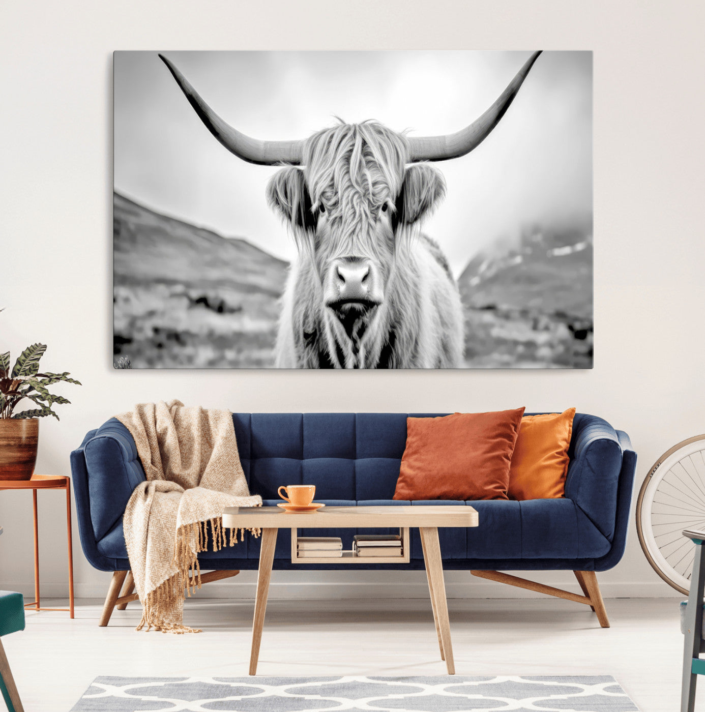 80564-MGV-CV-36X24-Scottish Cow Wall Art Canvas Print