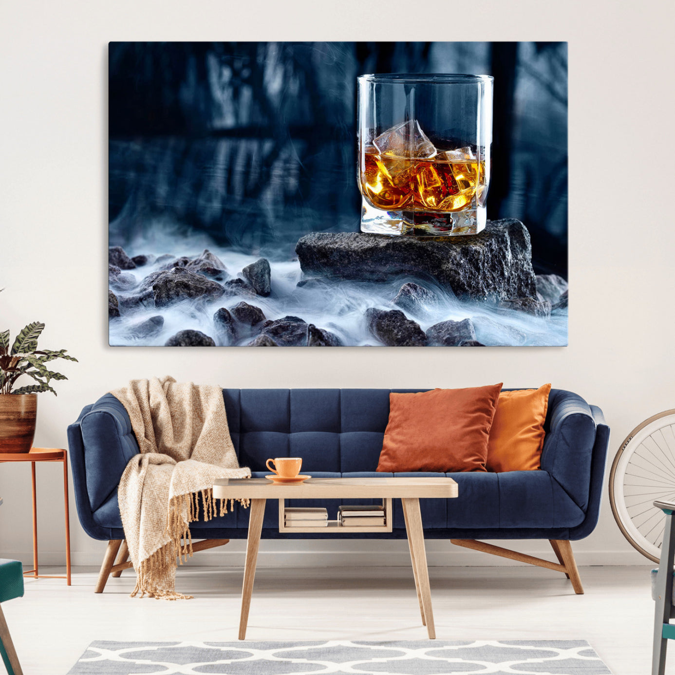 -Whiskey Ice Wall Art Canvas Print
