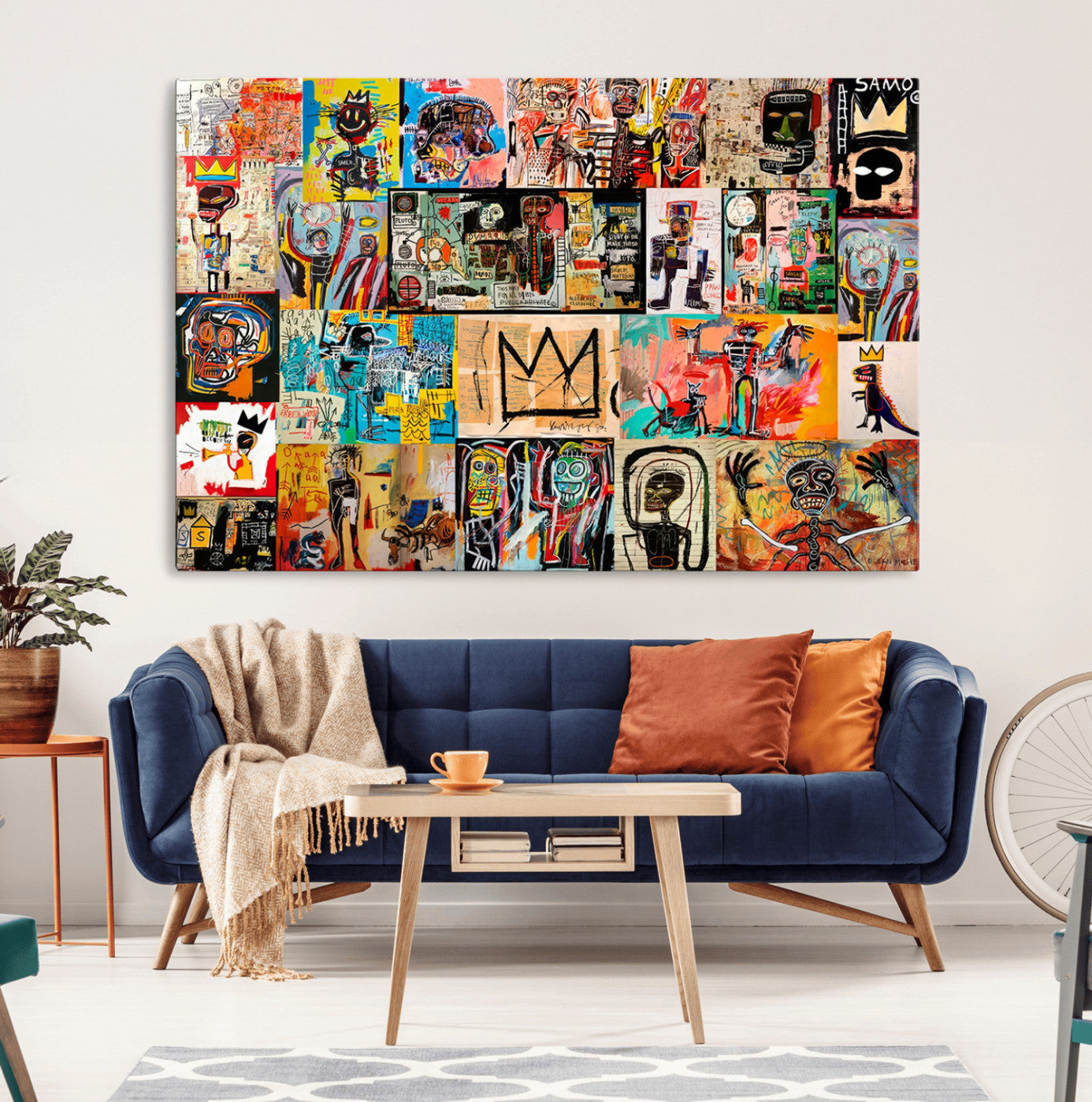 69394-MGV-CV-36X24-Abstract Art Collage Wall Art Canvas Print – Framed, Ready to Hang, Urban Graffiti Style