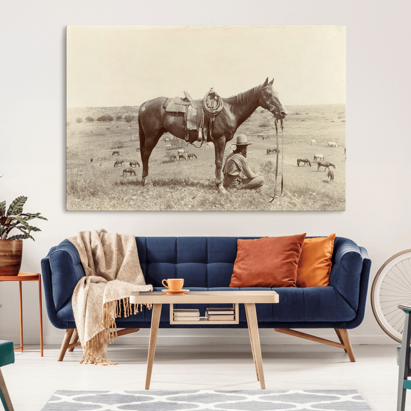 -Cowboy Wall Art - Western Horse Canvas Print - Vintage Western Wall Art Canvas Print, Ready to Hang