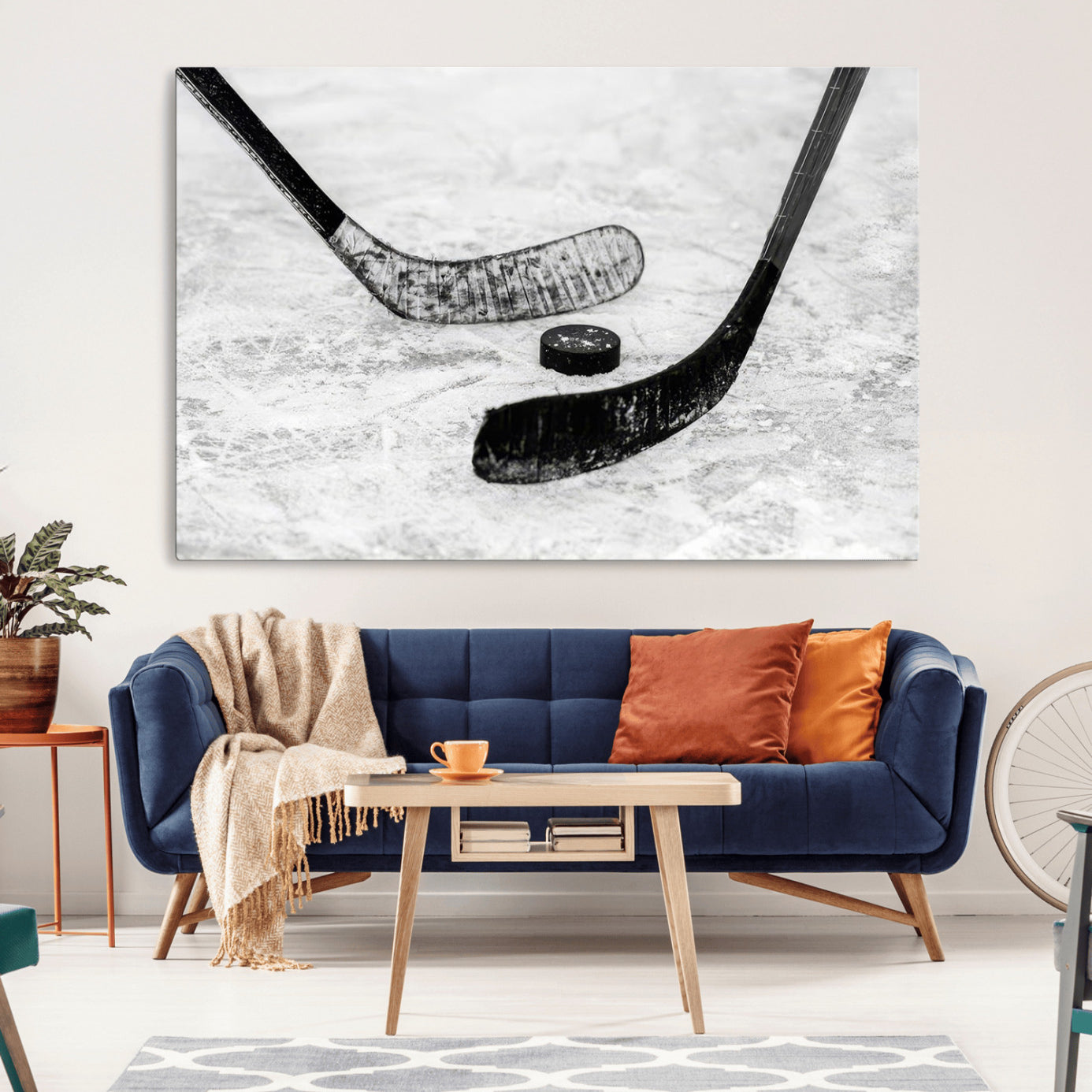 -Winter Ice Hockey Sport Canvas Wall Art Print - Hockey Wall Art Print